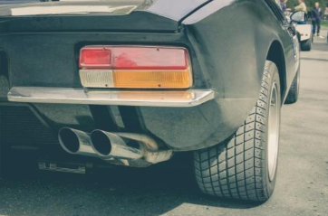 Close vintage car exhaust pipe